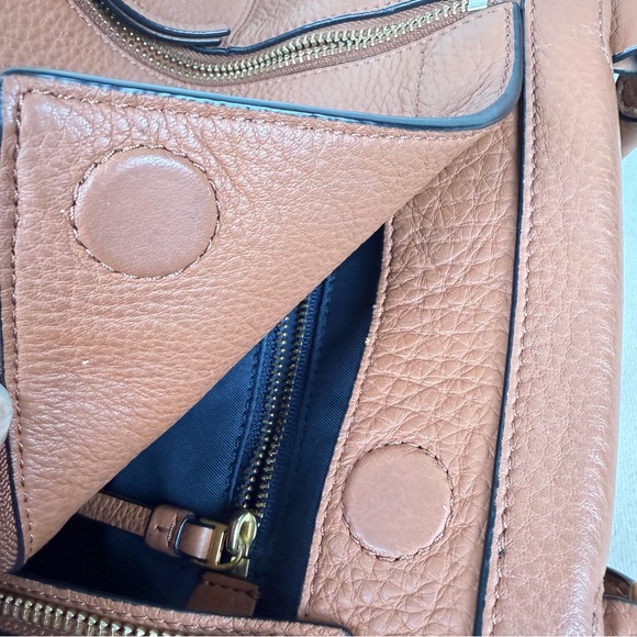 Tory Burch Brown Leather Half-Moon Top Handle Satchel Crossbody Bag - Picture 12 of 15